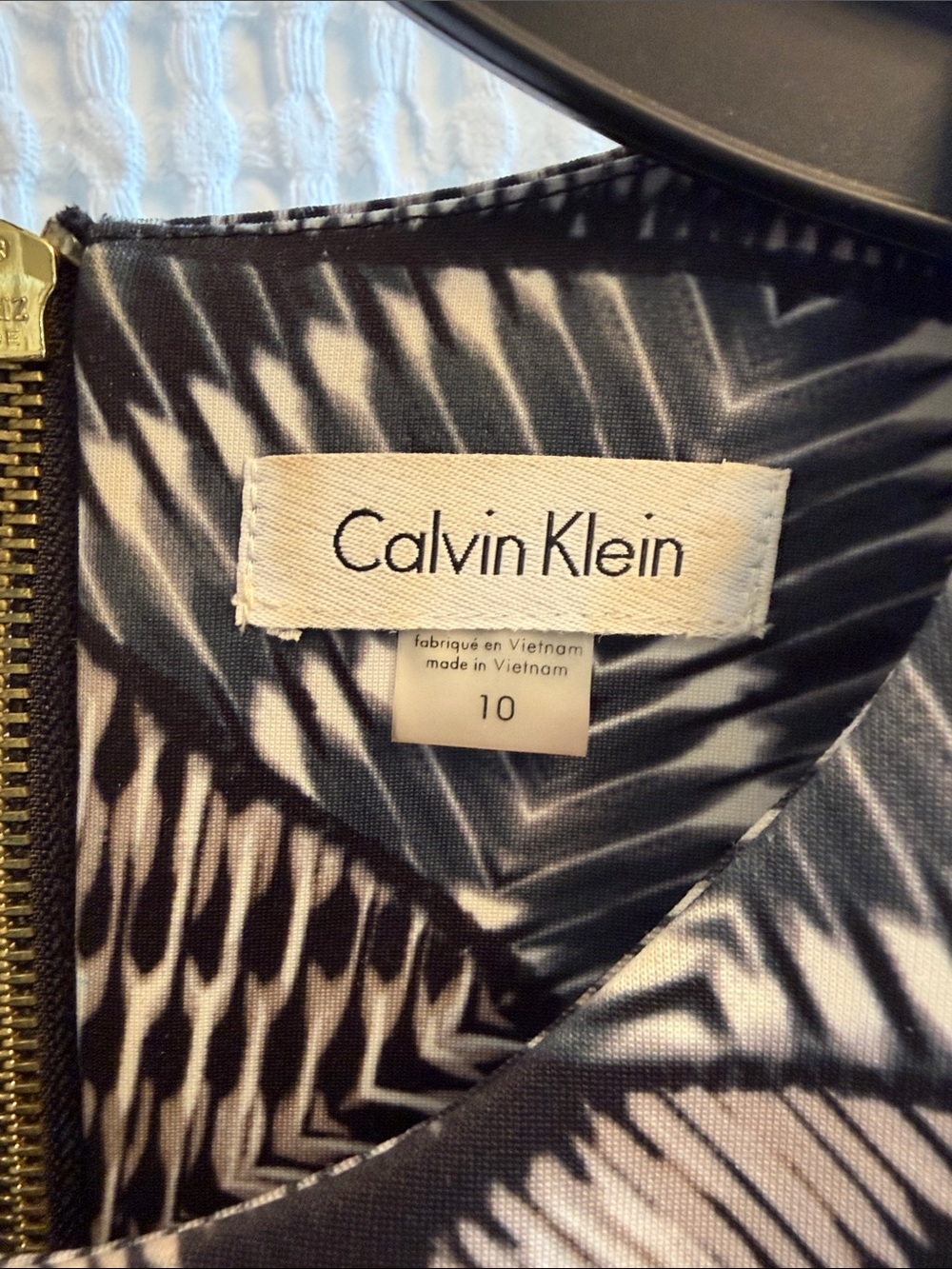 Calvin Klein Black and White Geometric Midi Sheath Dress - Picture 3 of 3